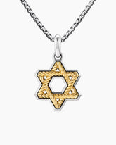 Cable Star of David Amulet in Sterling Silver with 18K Yellow Gold, 19mm